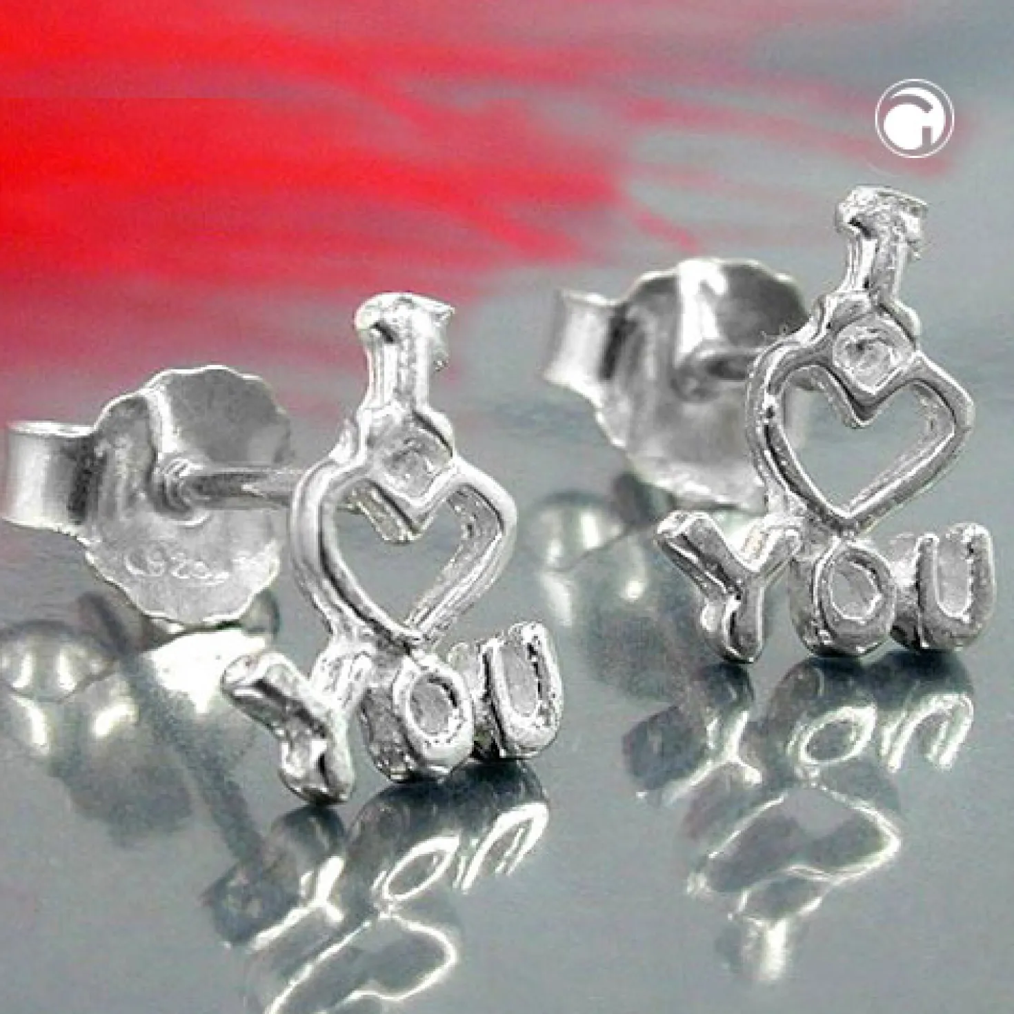 Stecker Ohrstecker Ohrschmuck, I LOVE YOU, echtes 925 Silber, Damen