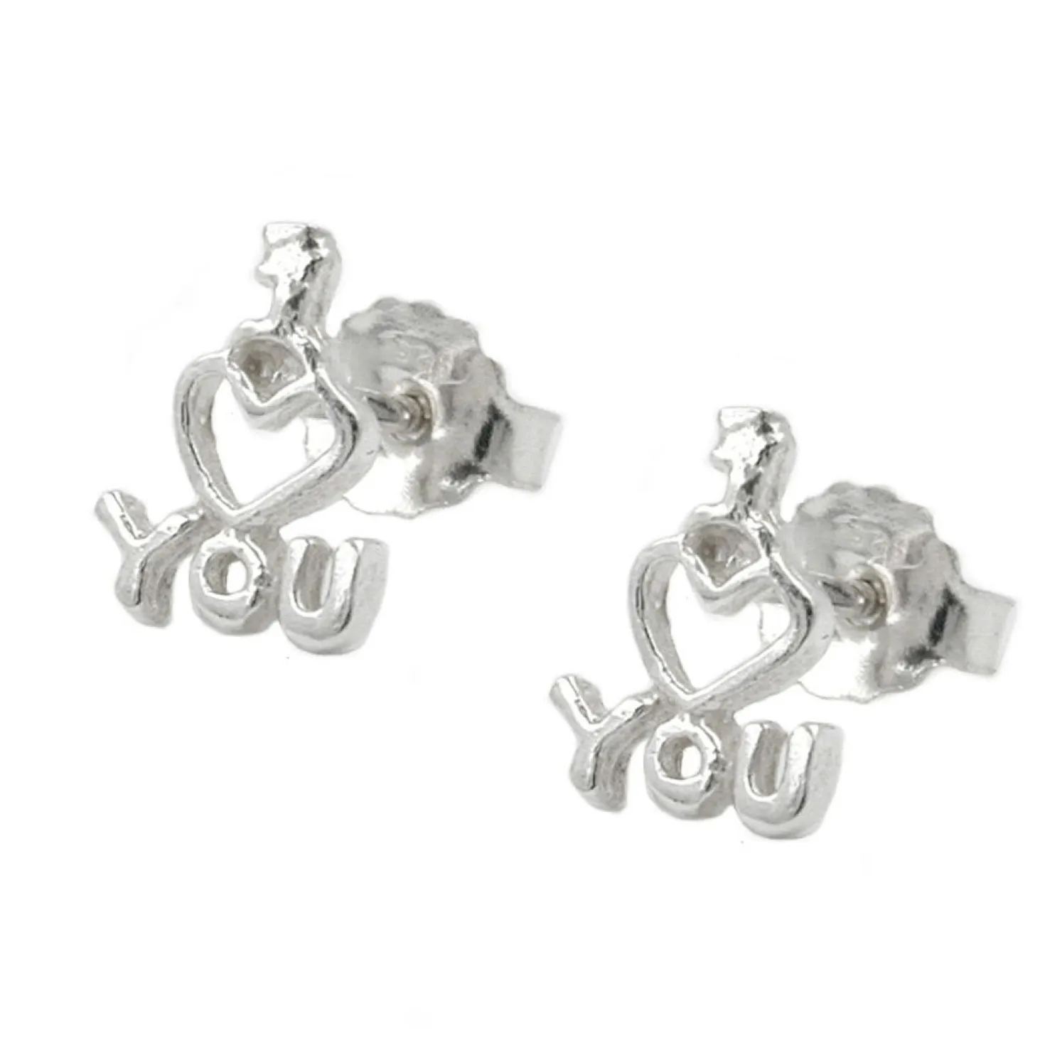 Stecker Ohrstecker Ohrschmuck, I LOVE YOU, echtes 925 Silber, Damen