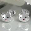 Stecker Ohrstecker Ohrschmuck, Katzen Katzenkopf, 925 Sterlingsilber
