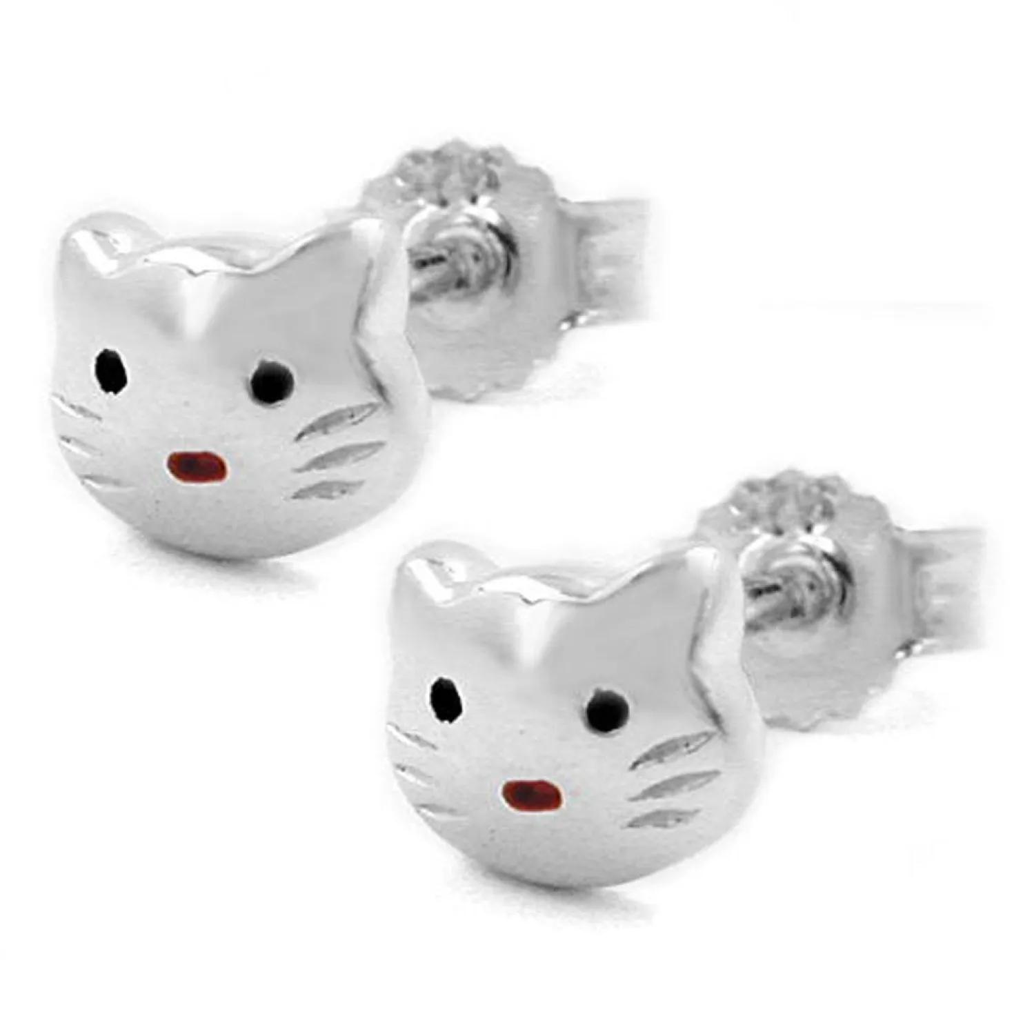 Stecker Ohrstecker Ohrschmuck, Katzen Katzenkopf, 925 Sterlingsilber
