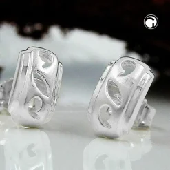 Stecker Ohrstecker Ohrschmuck, matt, Rand glänzend, 925 Silber, Damen