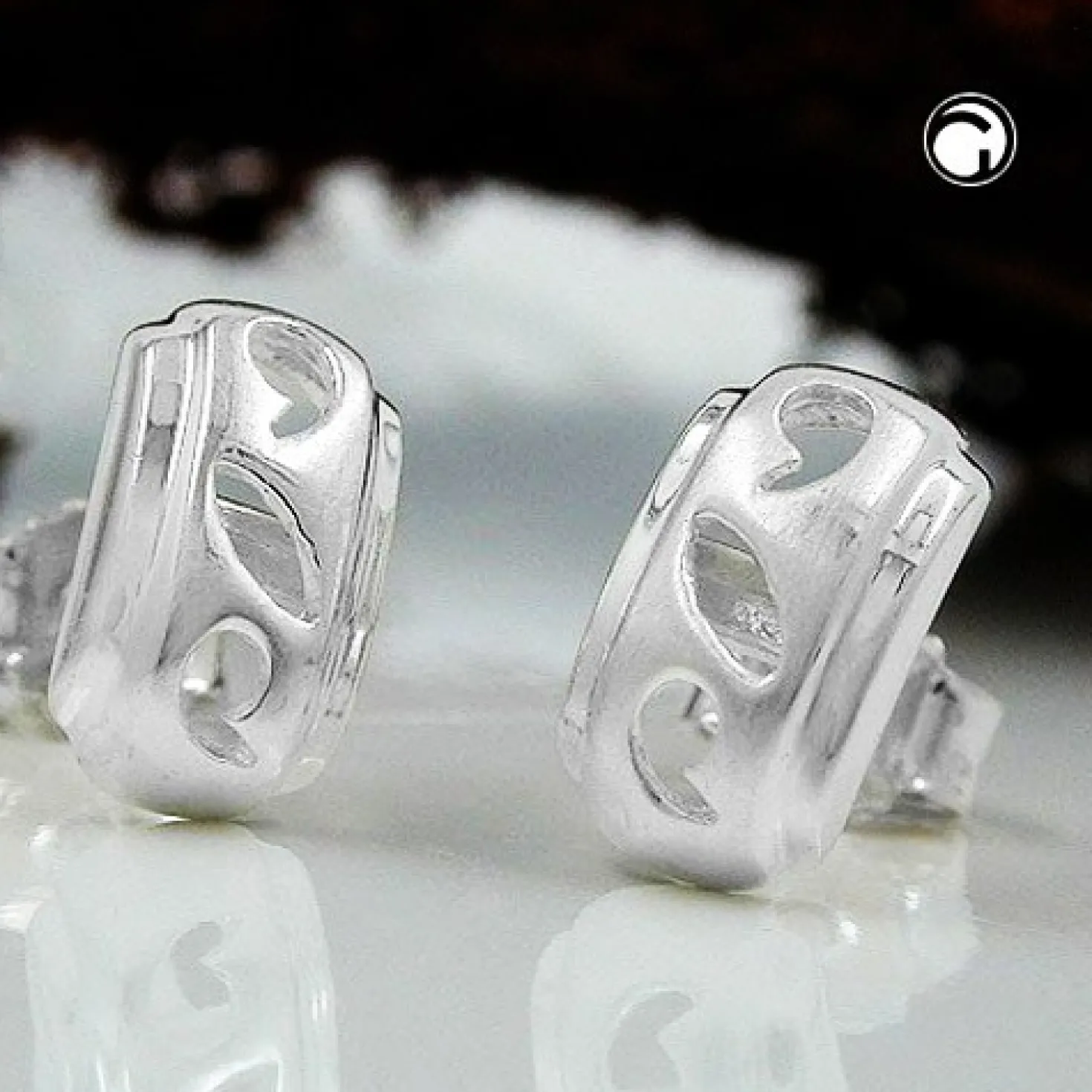 Stecker Ohrstecker Ohrschmuck, matt, Rand glänzend, 925 Silber, Damen