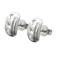 Stecker Ohrstecker Ohrschmuck, matt, Rand glänzend, 925 Silber, Damen