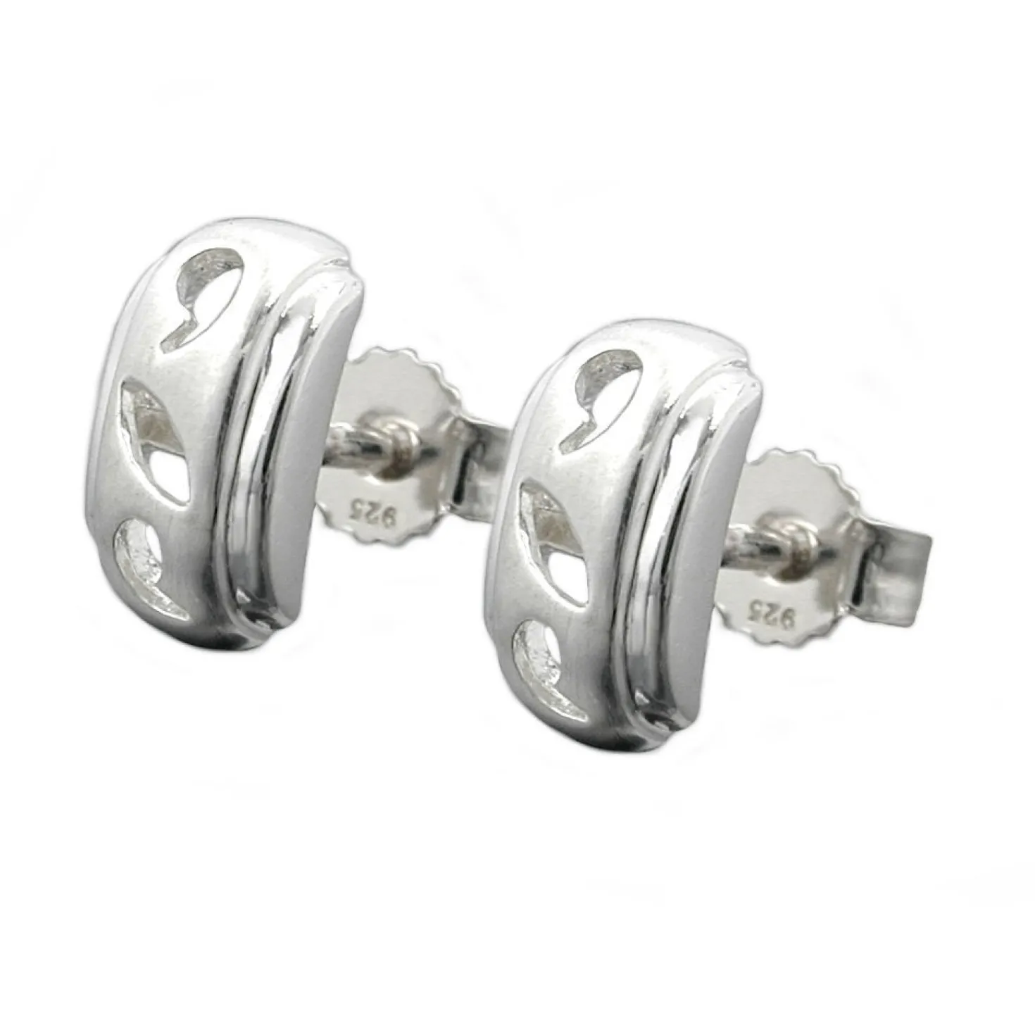Stecker Ohrstecker Ohrschmuck, matt, Rand glänzend, 925 Silber, Damen