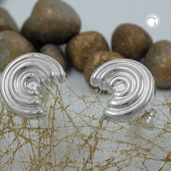 Stecker Ohrstecker Ohrschmuck, Segment mit Rillen, 925 Silber, Damen