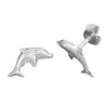 Stecker Ohrstecker, springender Delfin aus echtem 925 Silber, Damen