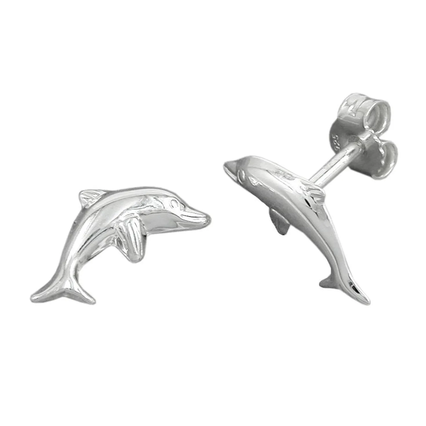 Stecker Ohrstecker, springender Delfin aus echtem 925 Silber, Damen