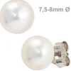 Stecker Ohrstecker, Süßwasser-Perle weiß, 925 Silber