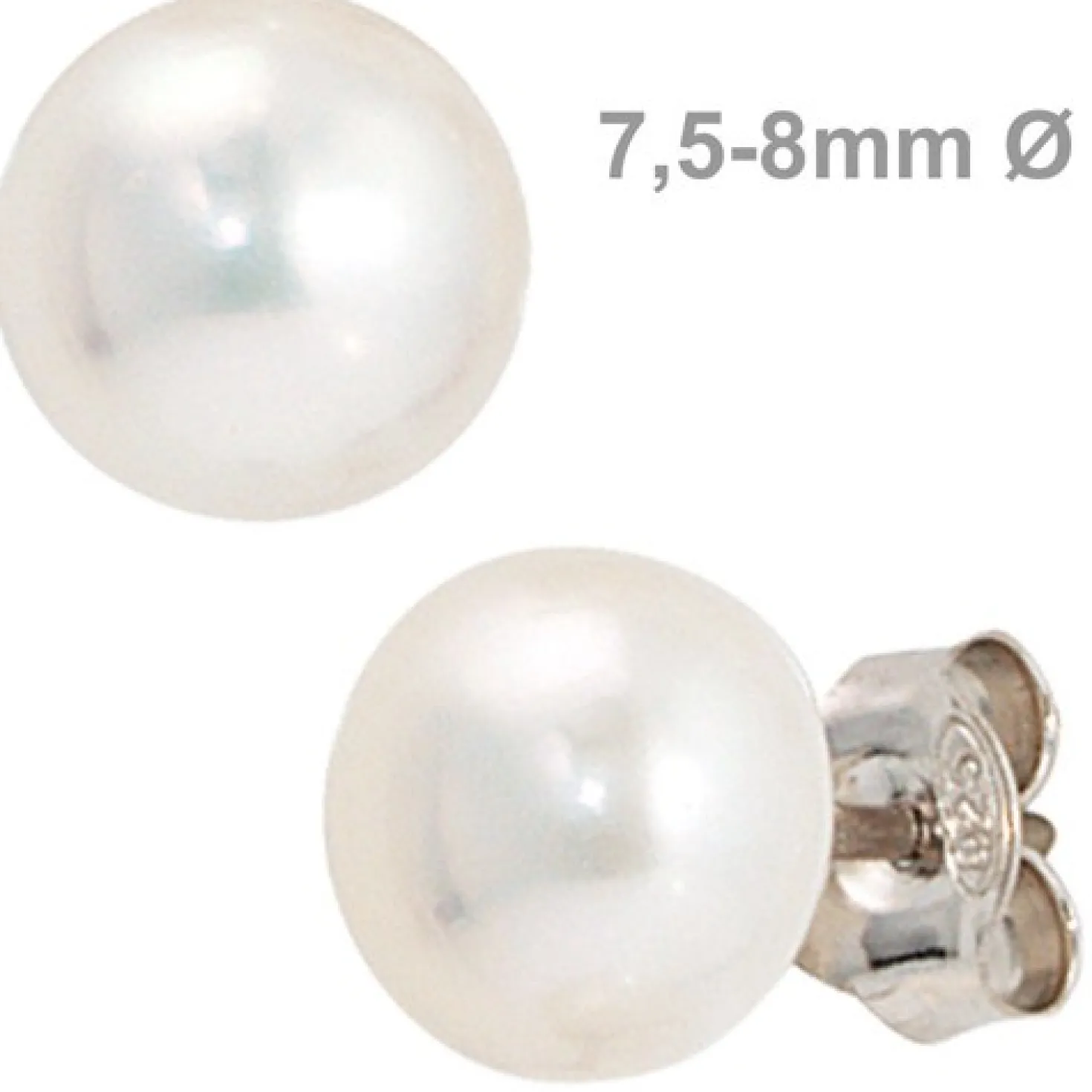 Stecker Ohrstecker, Süßwasser-Perle weiß, 925 Silber