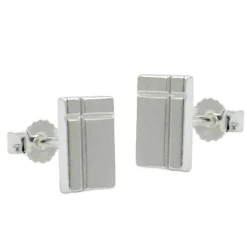 Stecker Ohrstecker, Viereck mit Kreuz versetzt, matt, 925 Silber, Damen