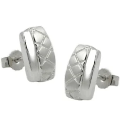 Stecker Ohrstecker, Viereck X, matt-glänzend, aus echtem 925 Silber