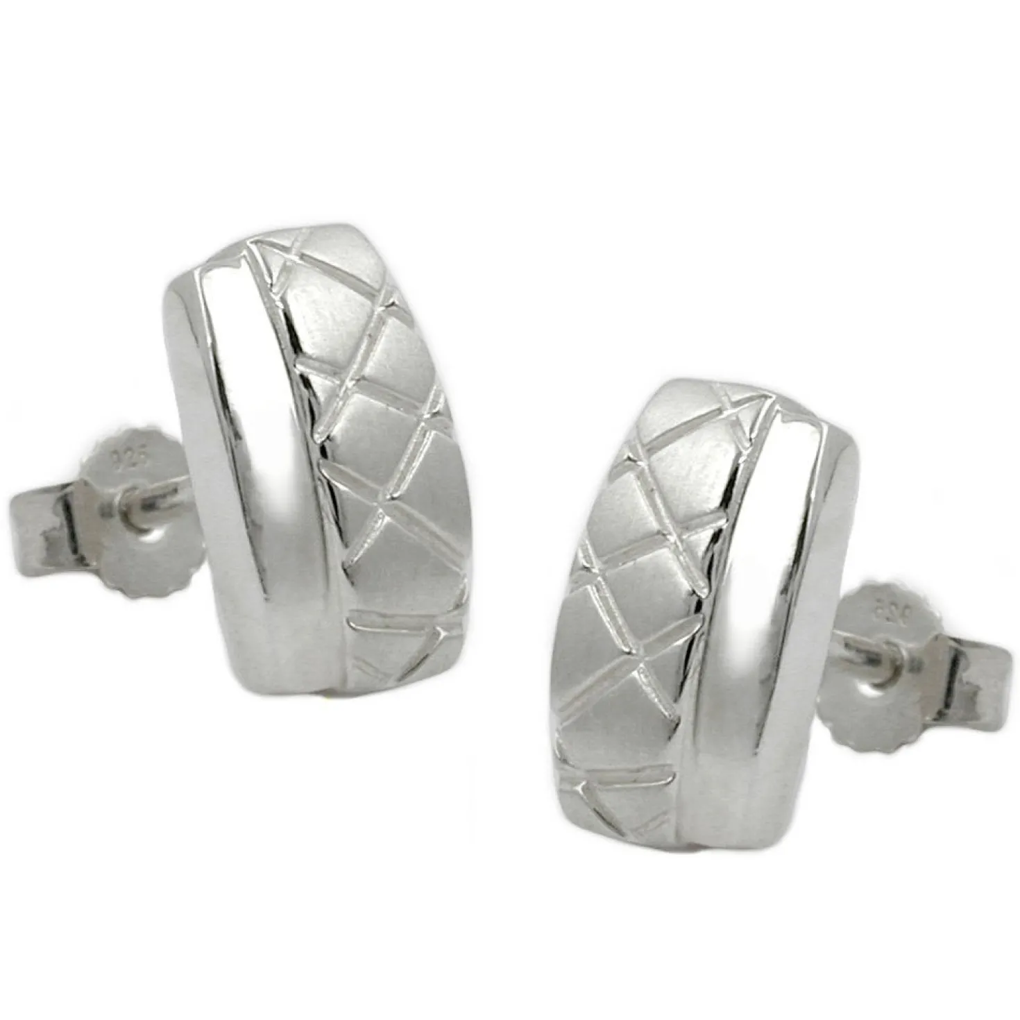 Stecker Ohrstecker, Viereck X, matt-glänzend, aus echtem 925 Silber