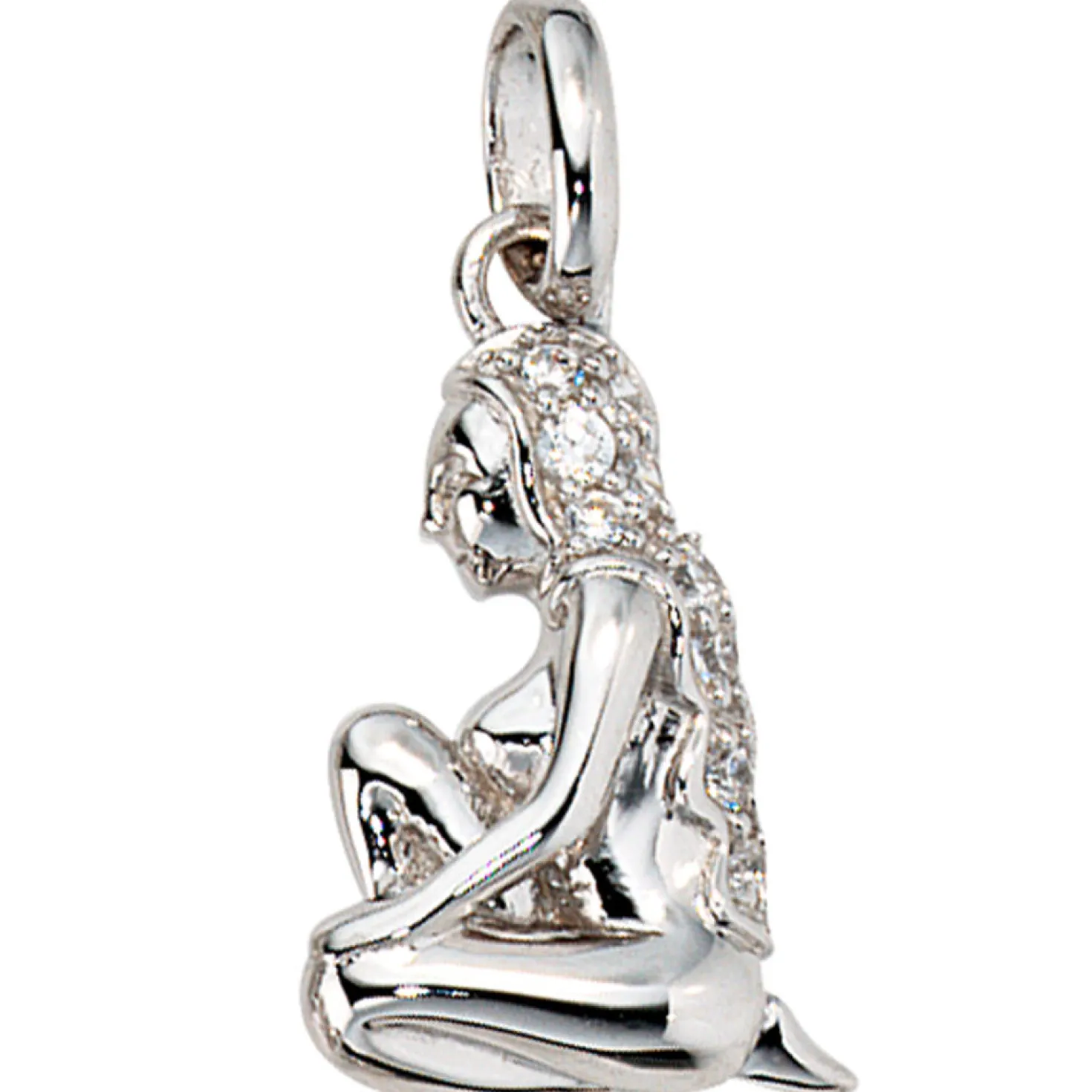 Sternzeichen Jungfrau Anhänger 12,3x19,8mm mit Zirkonia 925 Silber rhodiniert