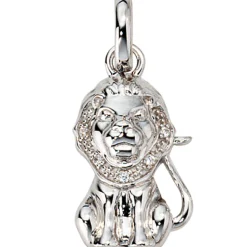Sternzeichen Löwe Anhänger 10,8x19,2mm mit Zirkonia 925 Silber rhodiniert