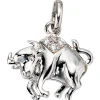 Sternzeichen Stier Anhänger 18,3x17,2mm mit Zirkonia 925 Silber rhodiniert Damen