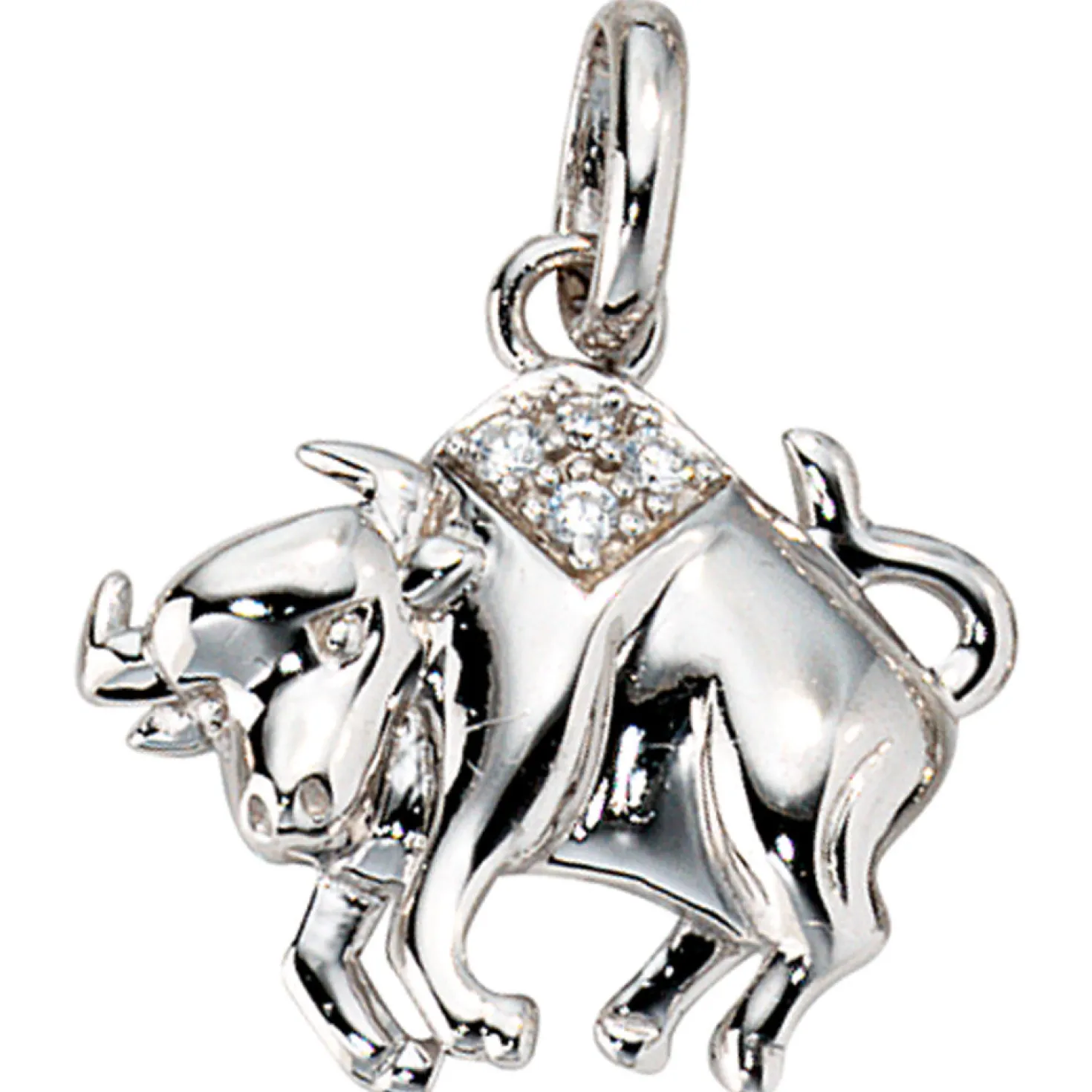 Sternzeichen Stier Anhänger 18,3x17,2mm mit Zirkonia 925 Silber rhodiniert Damen