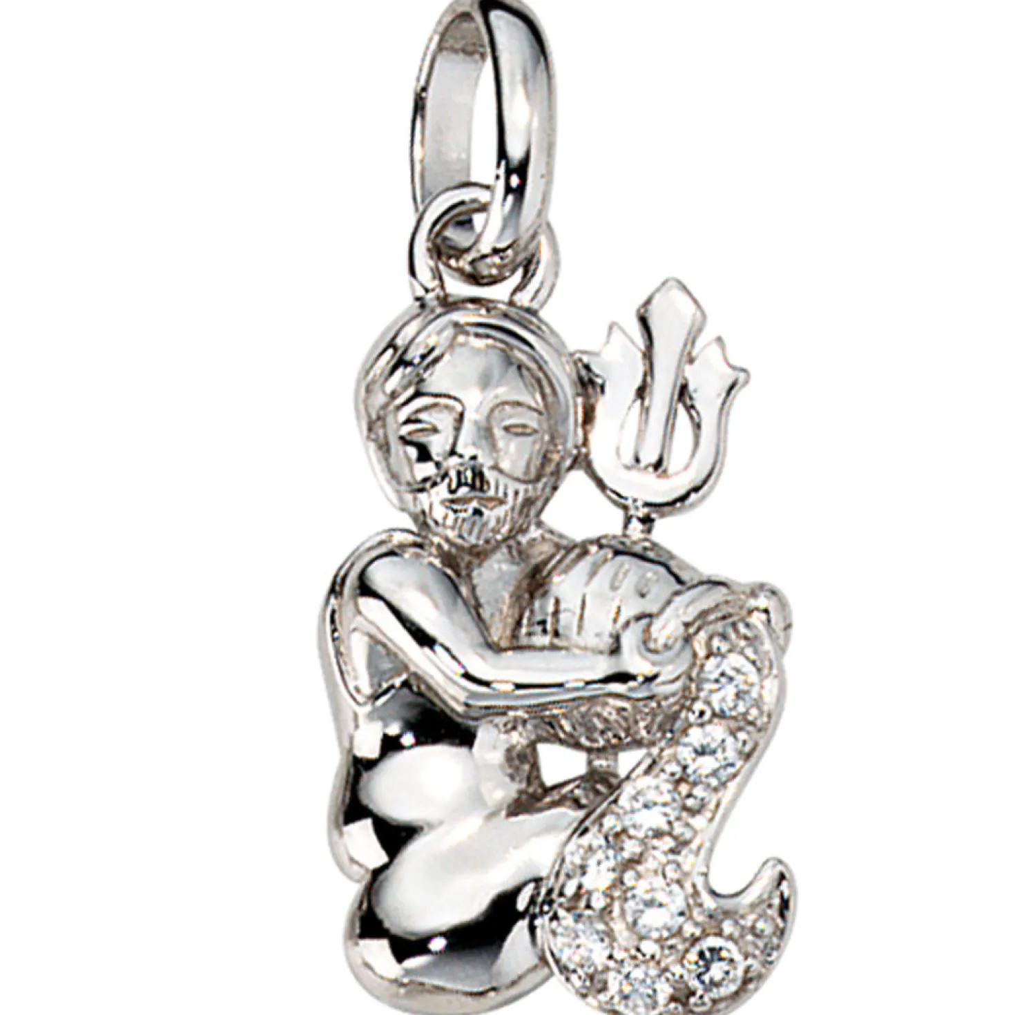 Sternzeichen Wassermann Anhänger 11,2x19,6mm mit Zirkonia 925 Silber rhodiniert