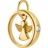 Taufring Anhänger Engel aus 333 Gold Gelbgold mattiert mit Zirkonia Ø 11,3mm