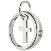 Taufring Anhänger mit Kreuz 925 Silber rhodiniert Zirkonia Ø 11mm Taufschmuck