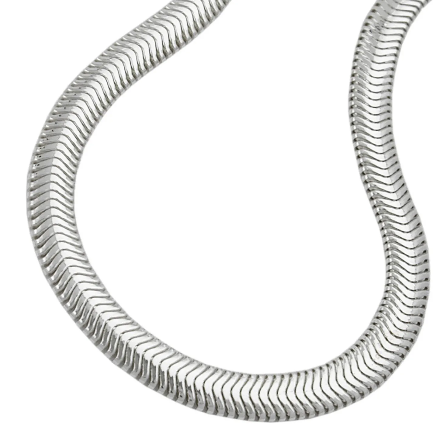 6x2mm Schlangenkette Kette Halskette Collier, flach, 925 Silber, 50cm